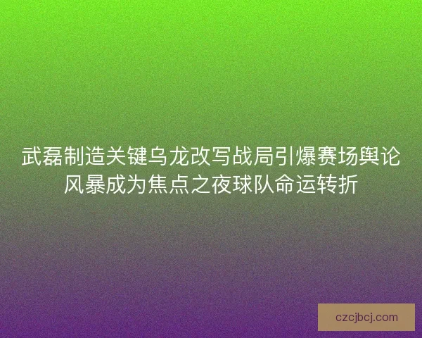 武磊制造关键乌龙改写战局引爆赛场舆论风暴成为焦点之夜球队命运转折 武磊制造关键乌龙改写战局引爆赛场舆论风暴成为焦点之夜球队命运转折