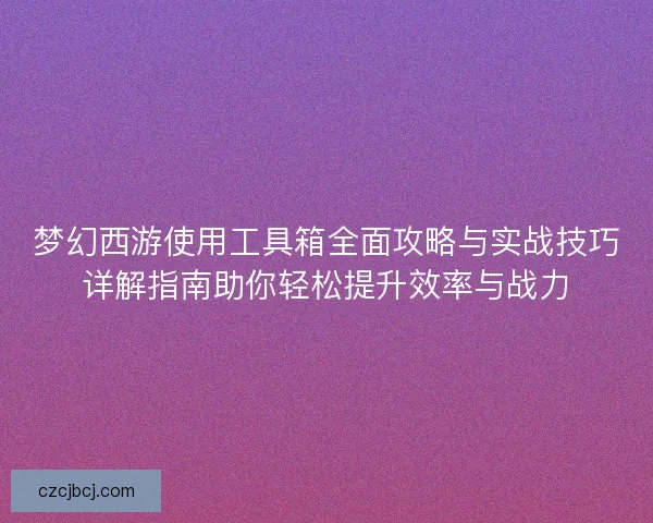 梦幻西游使用工具箱全面攻略与实战技巧详解指南助你轻松提升效率与战力 梦幻西游使用工具箱全面攻略与实战技巧详解指南助你轻松提升效率与战力